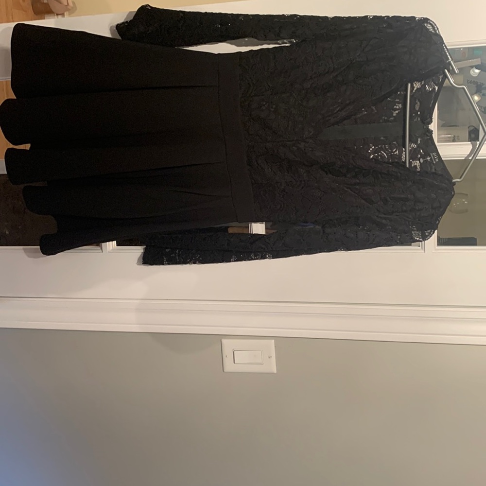 Black long sleeve flared dress
